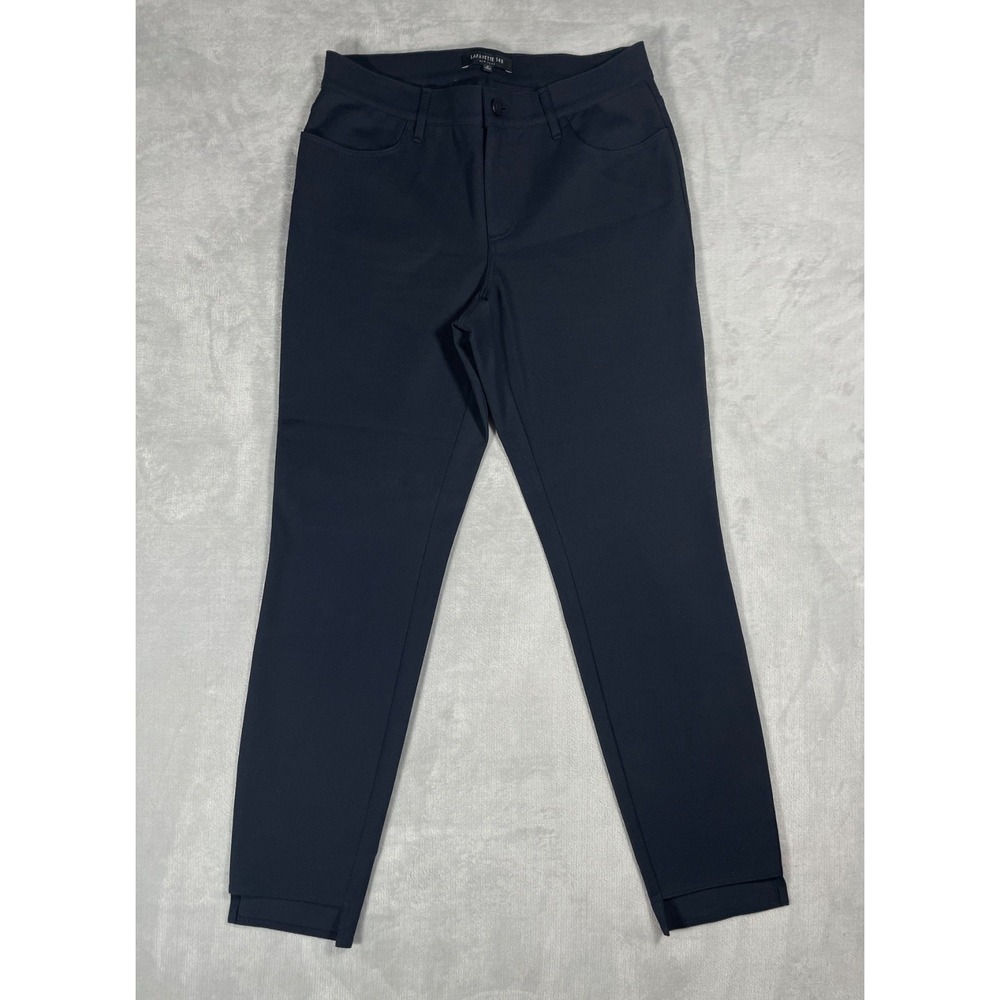 Lafayette 148 New York Pants Women 2 Navy Blue Slim Ankle Stretch Cotton Career